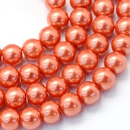 78 cm. orange glasperlestreng med perlemor. 4 mm